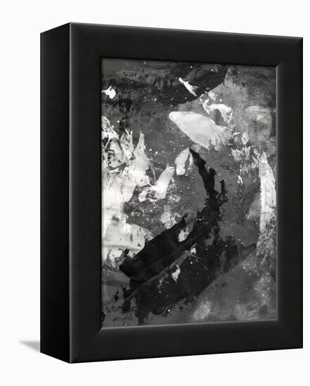 Abstract Black And White Ink Painting On Grunge Paper Texture - Artistic Stylish Background-run4it-Framed Stretched Canvas