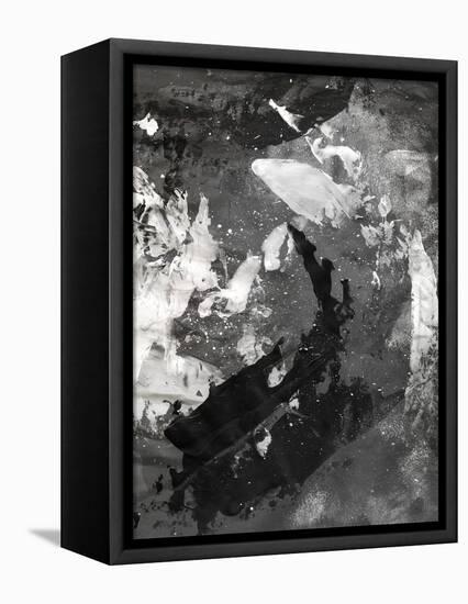 Abstract Black And White Ink Painting On Grunge Paper Texture - Artistic Stylish Background-run4it-Framed Stretched Canvas