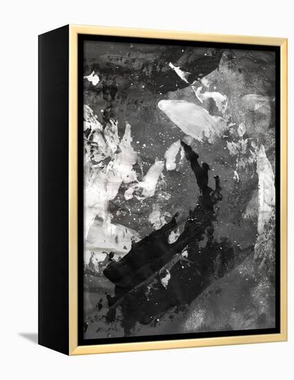 Abstract Black And White Ink Painting On Grunge Paper Texture - Artistic Stylish Background-run4it-Framed Stretched Canvas