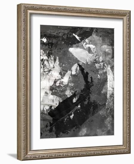 Abstract Black And White Ink Painting On Grunge Paper Texture - Artistic Stylish Background-run4it-Framed Art Print