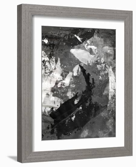 Abstract Black And White Ink Painting On Grunge Paper Texture - Artistic Stylish Background-run4it-Framed Art Print