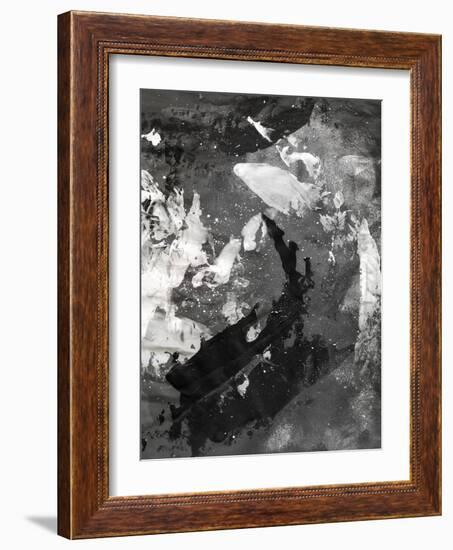 Abstract Black And White Ink Painting On Grunge Paper Texture - Artistic Stylish Background-run4it-Framed Art Print