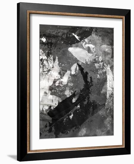 Abstract Black And White Ink Painting On Grunge Paper Texture - Artistic Stylish Background-run4it-Framed Art Print