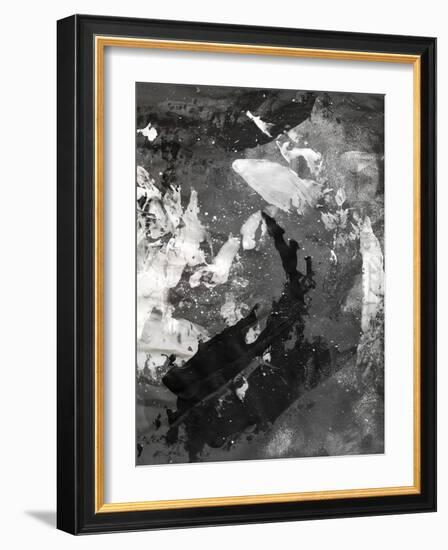 Abstract Black And White Ink Painting On Grunge Paper Texture - Artistic Stylish Background-run4it-Framed Art Print