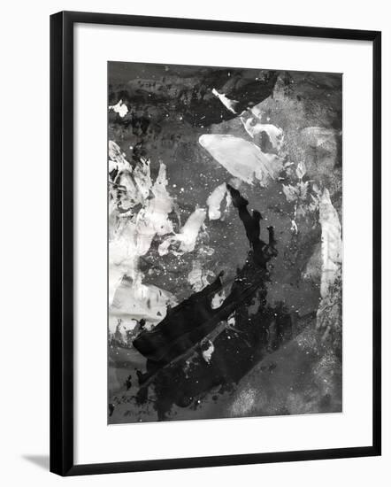 Abstract Black And White Ink Painting On Grunge Paper Texture - Artistic Stylish Background-run4it-Framed Art Print