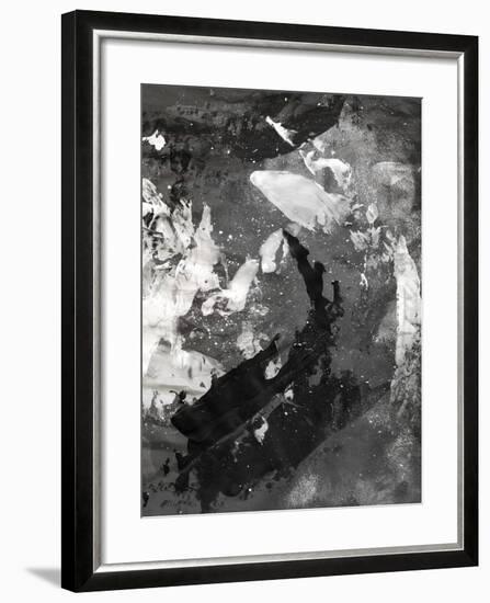 Abstract Black And White Ink Painting On Grunge Paper Texture - Artistic Stylish Background-run4it-Framed Art Print