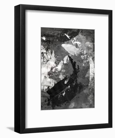 Abstract Black And White Ink Painting On Grunge Paper Texture - Artistic Stylish Background-run4it-Framed Art Print