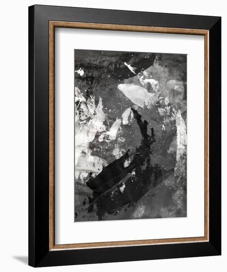 Abstract Black And White Ink Painting On Grunge Paper Texture - Artistic Stylish Background-run4it-Framed Art Print