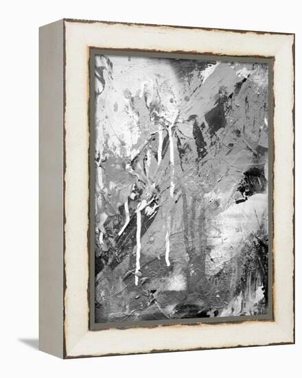 Abstract Black And White Ink Painting On Grunge Paper Texture - Artistic Stylish Background-run4it-Framed Stretched Canvas