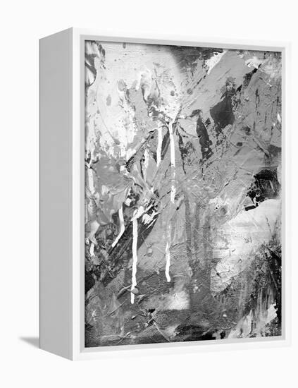 Abstract Black And White Ink Painting On Grunge Paper Texture - Artistic Stylish Background-run4it-Framed Stretched Canvas