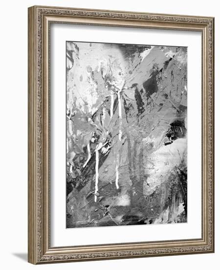 Abstract Black And White Ink Painting On Grunge Paper Texture - Artistic Stylish Background-run4it-Framed Art Print