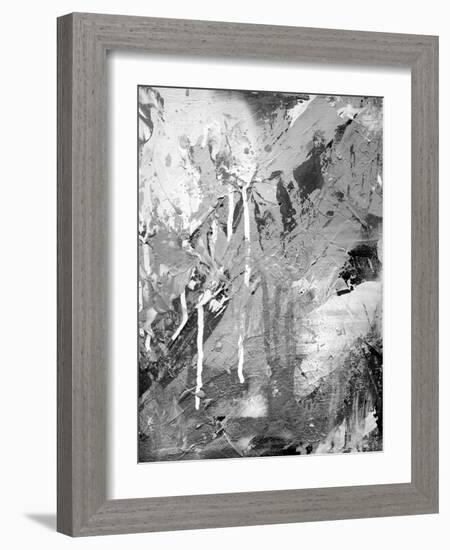 Abstract Black And White Ink Painting On Grunge Paper Texture - Artistic Stylish Background-run4it-Framed Art Print