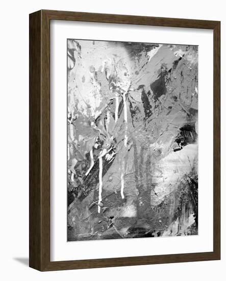 Abstract Black And White Ink Painting On Grunge Paper Texture - Artistic Stylish Background-run4it-Framed Art Print