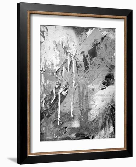 Abstract Black And White Ink Painting On Grunge Paper Texture - Artistic Stylish Background-run4it-Framed Art Print