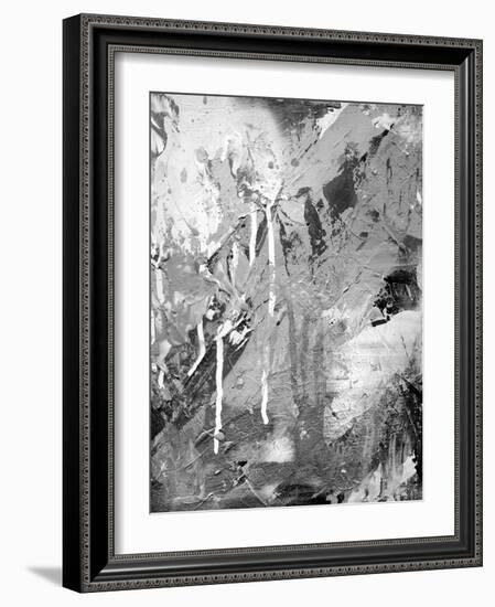 Abstract Black And White Ink Painting On Grunge Paper Texture - Artistic Stylish Background-run4it-Framed Art Print