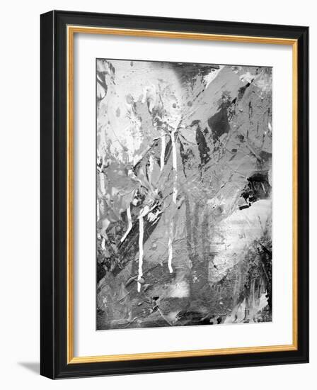 Abstract Black And White Ink Painting On Grunge Paper Texture - Artistic Stylish Background-run4it-Framed Art Print