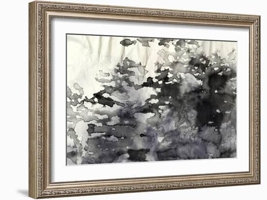 Abstract Black And White Ink Painting On Grunge Paper Texture - Artistic Stylish Background-run4it-Framed Art Print