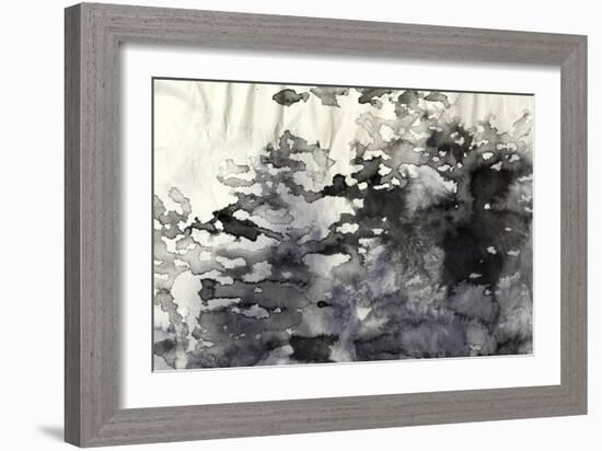 Abstract Black And White Ink Painting On Grunge Paper Texture - Artistic Stylish Background-run4it-Framed Art Print