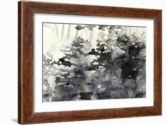 Abstract Black And White Ink Painting On Grunge Paper Texture - Artistic Stylish Background-run4it-Framed Art Print