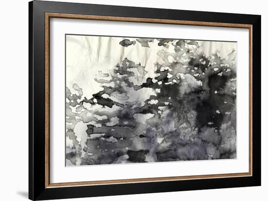 Abstract Black And White Ink Painting On Grunge Paper Texture - Artistic Stylish Background-run4it-Framed Art Print