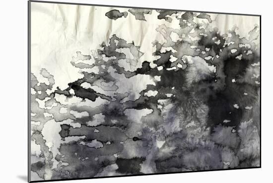 Abstract Black And White Ink Painting On Grunge Paper Texture - Artistic Stylish Background-run4it-Mounted Art Print