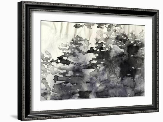 Abstract Black And White Ink Painting On Grunge Paper Texture - Artistic Stylish Background-run4it-Framed Art Print