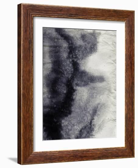 Abstract Black And White Ink Painting On Grunge Paper Texture - Artistic Stylish Background-run4it-Framed Art Print