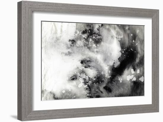 Abstract Black And White Ink Painting On Grunge Paper Texture - Artistic Stylish Background-run4it-Framed Art Print