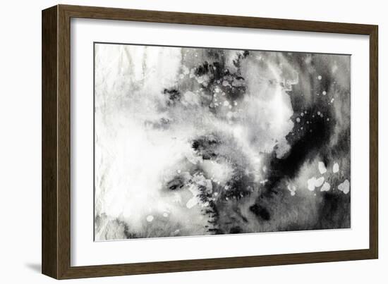 Abstract Black And White Ink Painting On Grunge Paper Texture - Artistic Stylish Background-run4it-Framed Art Print