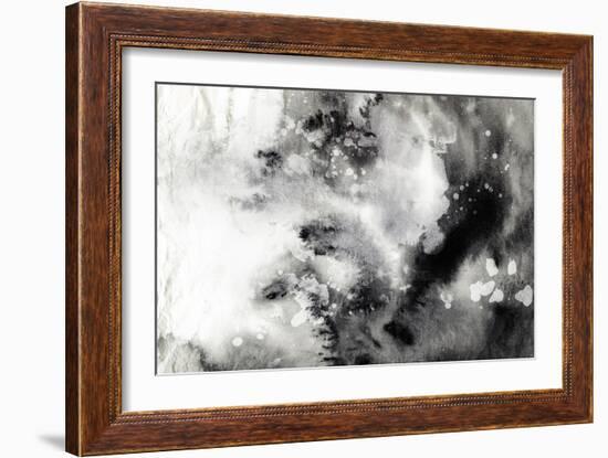 Abstract Black And White Ink Painting On Grunge Paper Texture - Artistic Stylish Background-run4it-Framed Art Print