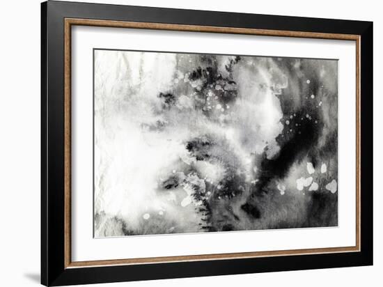 Abstract Black And White Ink Painting On Grunge Paper Texture - Artistic Stylish Background-run4it-Framed Art Print