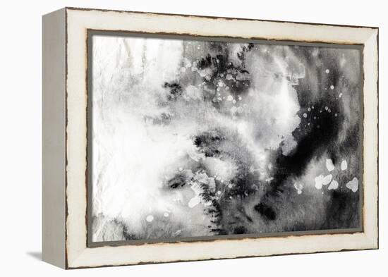 Abstract Black And White Ink Painting On Grunge Paper Texture - Artistic Stylish Background-run4it-Framed Stretched Canvas