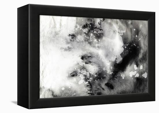 Abstract Black And White Ink Painting On Grunge Paper Texture - Artistic Stylish Background-run4it-Framed Stretched Canvas