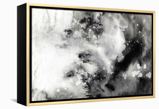 Abstract Black And White Ink Painting On Grunge Paper Texture - Artistic Stylish Background-run4it-Framed Stretched Canvas