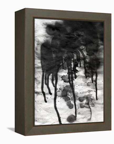 Abstract Black And White Ink Painting On Grunge Paper Texture - Artistic Stylish Background-run4it-Framed Stretched Canvas