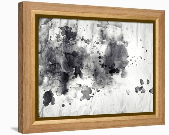 Abstract Black And White Ink Painting On Grunge Paper Texture-run4it-Framed Stretched Canvas