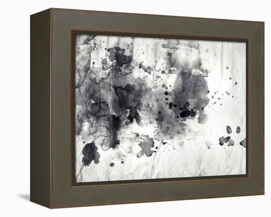 Abstract Black And White Ink Painting On Grunge Paper Texture-run4it-Framed Stretched Canvas