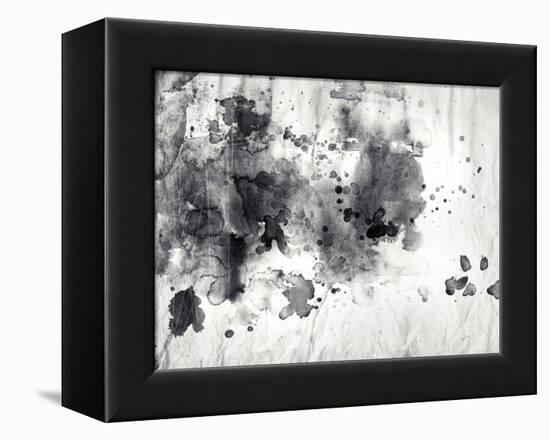 Abstract Black And White Ink Painting On Grunge Paper Texture-run4it-Framed Stretched Canvas