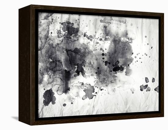 Abstract Black And White Ink Painting On Grunge Paper Texture-run4it-Framed Stretched Canvas