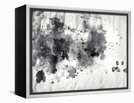 Abstract Black And White Ink Painting On Grunge Paper Texture-run4it-Framed Stretched Canvas