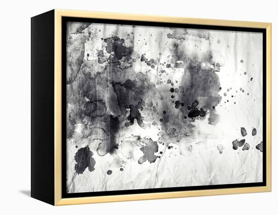 Abstract Black And White Ink Painting On Grunge Paper Texture-run4it-Framed Stretched Canvas