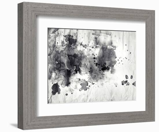 Abstract Black And White Ink Painting On Grunge Paper Texture-run4it-Framed Art Print