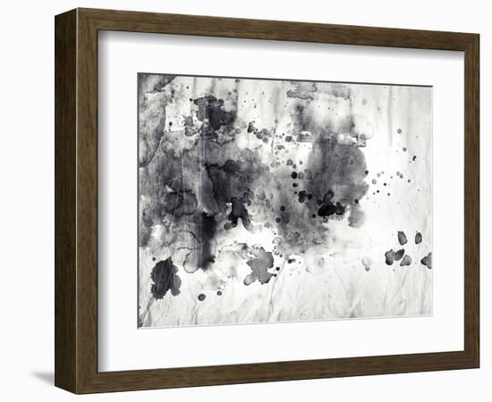 Abstract Black And White Ink Painting On Grunge Paper Texture-run4it-Framed Art Print