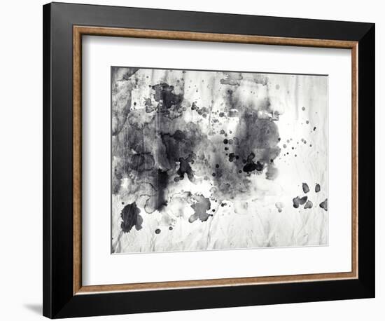 Abstract Black And White Ink Painting On Grunge Paper Texture-run4it-Framed Art Print