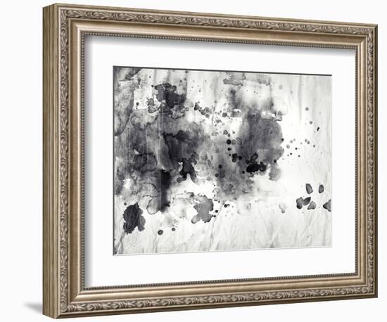 Abstract Black And White Ink Painting On Grunge Paper Texture-run4it-Framed Premium Giclee Print