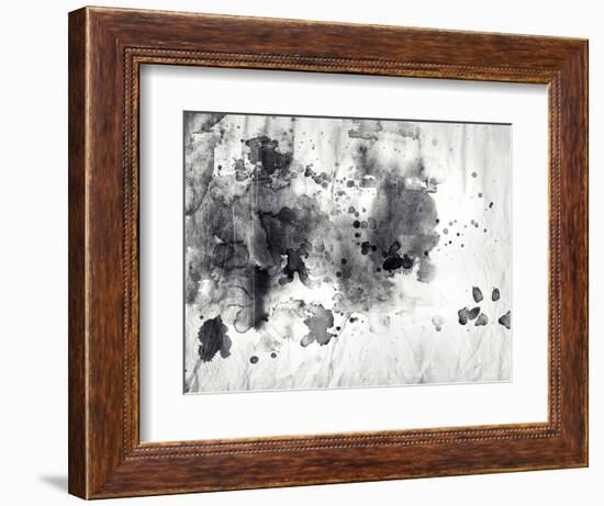 Abstract Black And White Ink Painting On Grunge Paper Texture-run4it-Framed Premium Giclee Print
