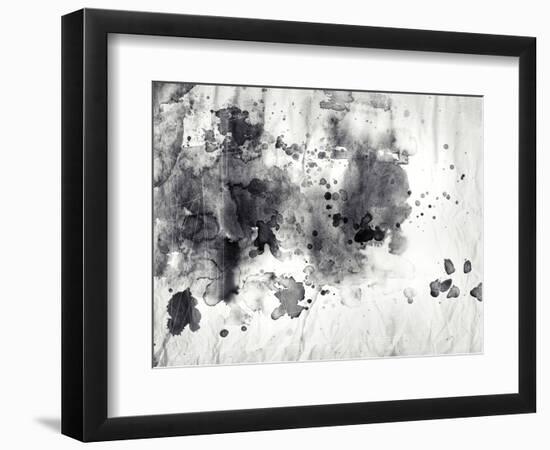 Abstract Black And White Ink Painting On Grunge Paper Texture-run4it-Framed Premium Giclee Print