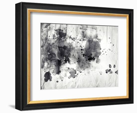 Abstract Black And White Ink Painting On Grunge Paper Texture-run4it-Framed Premium Giclee Print