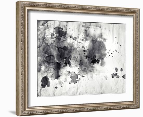 Abstract Black And White Ink Painting On Grunge Paper Texture-run4it-Framed Art Print