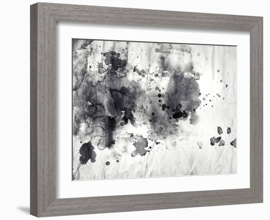 Abstract Black And White Ink Painting On Grunge Paper Texture-run4it-Framed Art Print